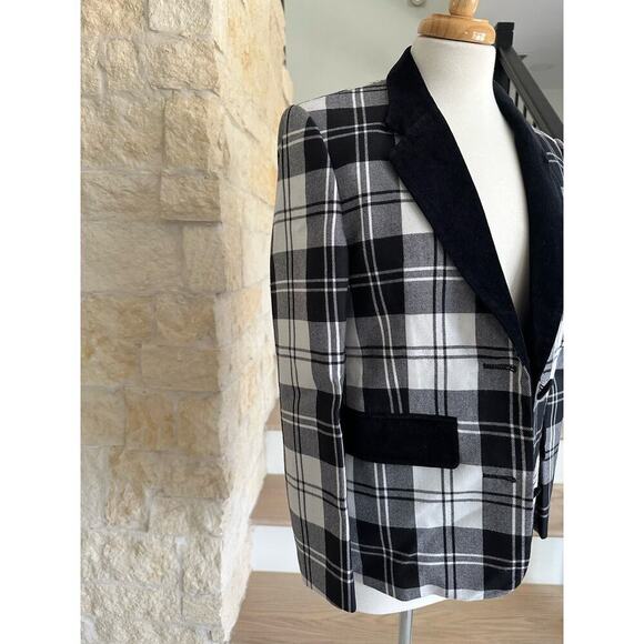 Hunter Bell Catherine Blazer Black White Plaid Checkered Large NEW - Picture 8 of 11
